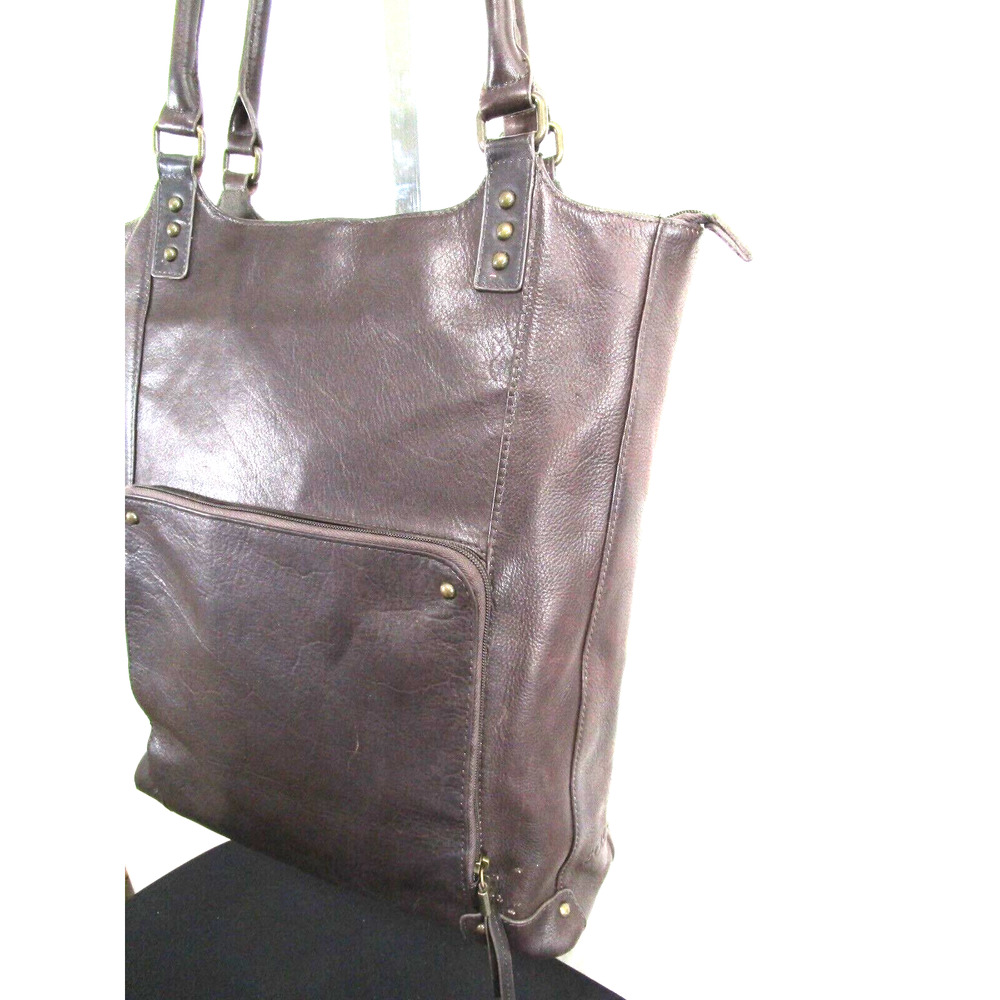 EUC! Solo Large Brown Leather & Nylon 15" Laptop Travel Shoulder Tote Handbag - Picture 4 of 12